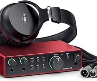 Focusrite Scarlett 2i2 Studio 4th Gen USB Audio Interface Bundle for the Songwriter with Condenser Microphone and Headphones for Recording, Streaming, and Podcasting