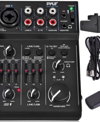 Pyle 3-Channel Bluetooth Audio Mixer - DJ Sound Controller w/ USB Soundcard for PC Recording - XLR - 3.5mm Mic Jack - 18V Phantom Power - RCA I/O - LED Indicators - Beginner & Studio Use - PAD30MXUBT